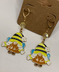 NWOT GP Enamel & Crystal Multicolor Spring Gnome Leverback Dangle Earrings