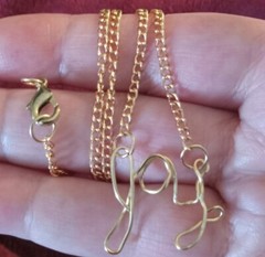 14k Gold Filled GF Joy Word Wire Pendant Plate Chain Necklace Name Bible Verse