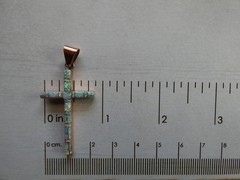Copper Cross White Lab Created Opal Unisex Pendant Nice Sparkel Gift Bag BD20
