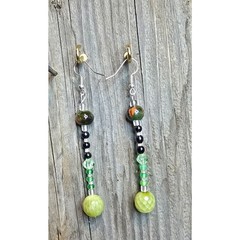 Handmade Beaded Drop Dangle Earrings, Funky Boho Statement Jewelry