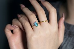 Beauty of Swirls- Australian Black Opal Diamond Engagement Wedding Ring 18K Gold