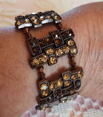 Artistic Handcrafted Brown Sparkly Gemstone Bracelet 8 inch