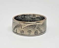 «Sealed» 1974 US JFK KENNEDY HALF DOLLAR coin ring sizes 8-15