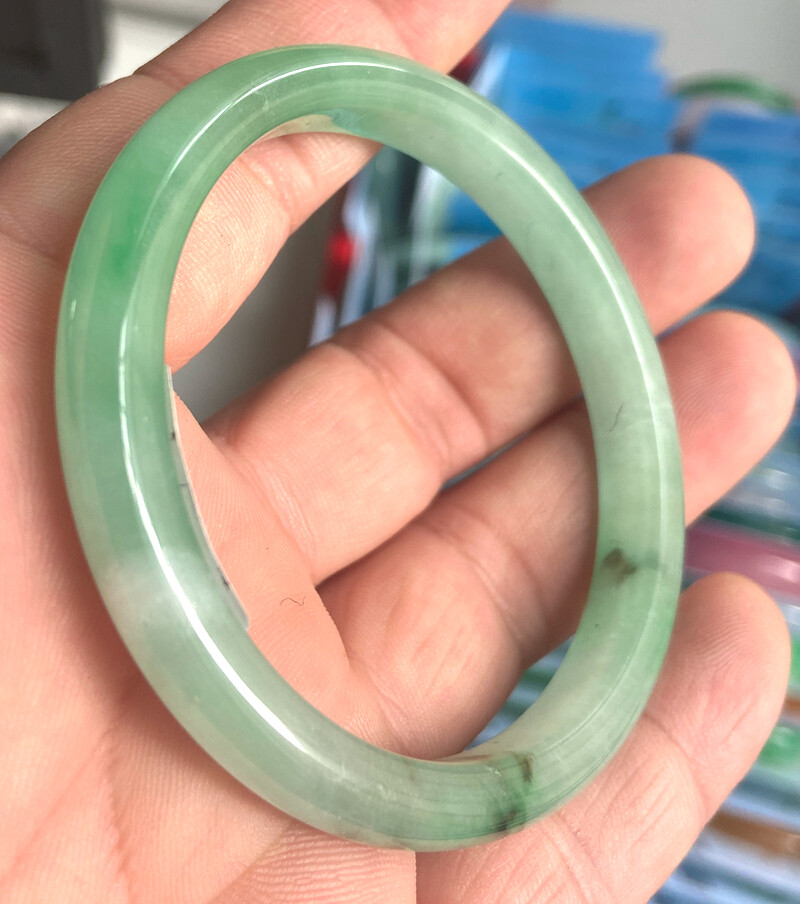 Certified 55mm Natural Grade A Burma Green Jade jadeite Bangle Bracelet 1420