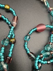 Lampwork Glass Tassel Pendant Necklace Multicolor 26” Necklace 4.5” Pendant