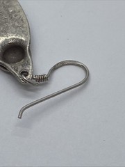 STERLING SILVER EARRINGS DANGLE Stamped Fin Scale Design 7.4g 1 3/4″ x 5/8″