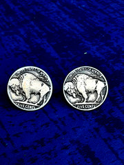 Earrings set sterling silver post authentic Buffalo Indian Nickel coin for fans