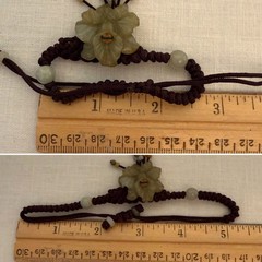 Vintage Handmade Jade Flower Macrame Bracelet Adjustable Artisan Natural Stone