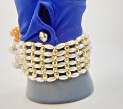 Baroque Style Hand Beaded Starched Crochet Corsage Cuff Period Costume Bracelet