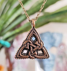 Celtic Triquetra Braided Knot Pendant, Irish Trinity Knot Triangle Talisman