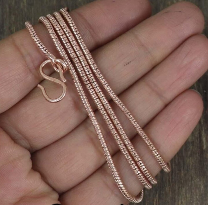 22 inch Pure Copper Thin Snake Chain Necklace, Healing Copper Jewelry Spiritual
