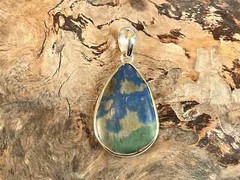 Azurite Congo .925 Sterling Silver Pendant Natural Healing Chakra Stone