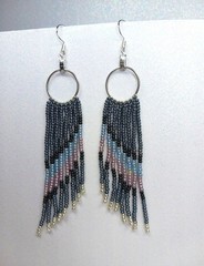 Handmade Beaded Fringe Earrings Long Boho Hoop Dangle Drop Chandelier Jewelry