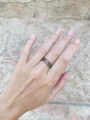 14K Rose Gold Vintage Style Wedding Band Flowers Engraved Solid Jewish Jewelry