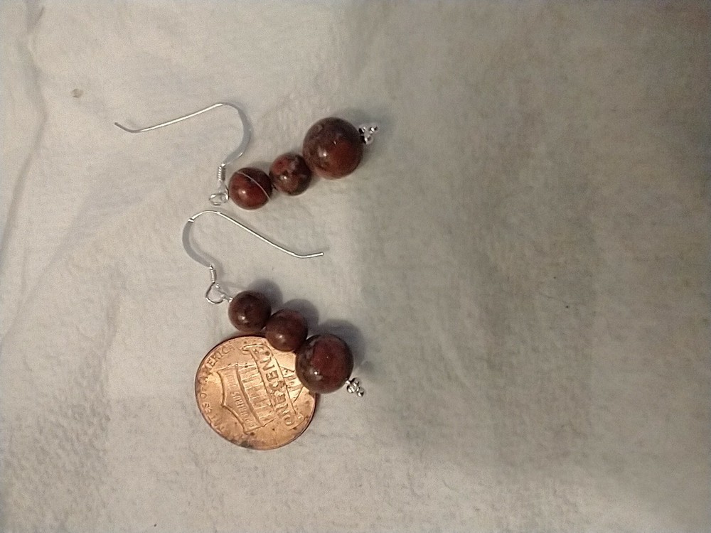 Desert Rose Jasper dangle earrings, sterling silver shepherd hooks