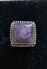 Handmade Purple Siberian Charoite Ring Size 9 Sterling Silver Nickel Free