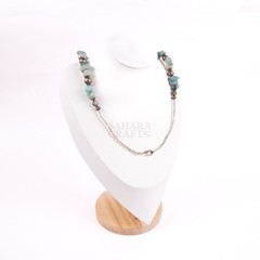 Amazonite Aqua Gems Necklace, Natural Green Gemstone Necklace, Handmade Beaded