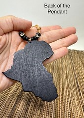 African Woman & Continent Wooden Pendant Necklace – Handmade Unisex Adjustable