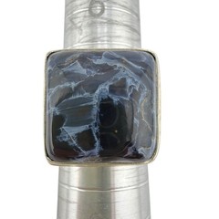 Square Blue Pietersite 925 Sterling Silver Ring Size 6.5