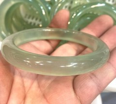 Certified Natural 54-64mm Natural Grade A icy light Green Jade xiuyu Bangle