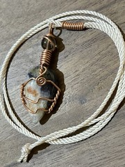 Iolite Sunstone Mixed Gemstone Copper Wire Wrap Necklace