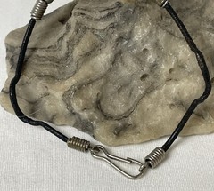 Vtg Artisan Fine Silver Beaded Bracelet 8” Red Ivory Green Stone Hook Clasp
