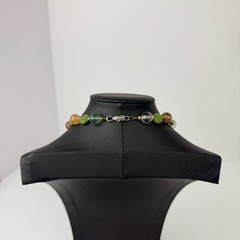 Vintage Multi Gemstone Bead 24″ Necklace Serpentine Carnelian Quartz Aventurine