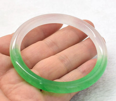 Natural Green & White Jadeite Jade Gemstone Bangle Bracelet 56-62mm Jewelry