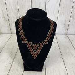 Handmade Red & Brass Chainmail Necklace Choker