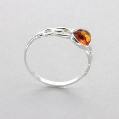 Round – Cognac / Brown BALTIC AMBER Ring – 925 STERLING SILVER #79e