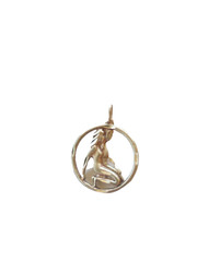 Vtg. 925 Sterling Silver Pendant, Two Girls, Round, .5″