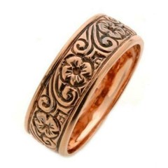14k Rose Gold Antique Style Wedding Ring Engraved Ornate Floral Design Jewelry