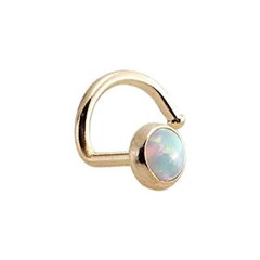 White Opal 3mm Stone 14K Gold Filled Nose Nostril Screw Helix Stud Piercing