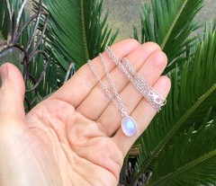 NATURAL MOONSTONE ARTISAN HANDMADE SUNDANCE CHARM NECKLACE SILVER JEWELRY