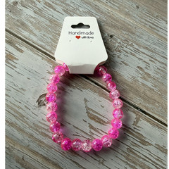 Pink Beaded Bracelet, Handmade, glass beads, pink beads
