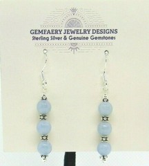 Sterling Silver Natural ANGELITE Gemstone Dangle Earrings #1499…Handmade USA