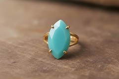 Amazonite Ring Anemone Jewelry Rose Gold Marquise Cut Prong Setting