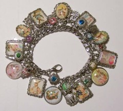 Victorian Easter Theme Charm Bracelet Hand Crafted Glass Dome