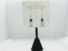 Sterling Silver Faceted AQUAMARINE & AMETHYST Earrings #5866…Handmade USA