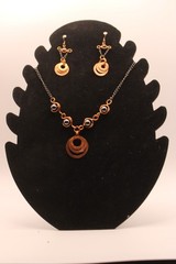 Hand Crafted 24 Inch Bare Copper And Hematite Necklace With Matching Earrings