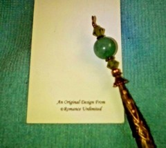 AVENTURINE Bead & Swarovski Crystal LEMURIAN Quartz Point PENDANT Wand Ornament