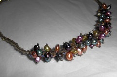 PASTEL Crystal & Natural Pearl adj 16″-19″ beaded necklace HANDCRAFTED