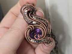 Wire Wrapped Amethyst Topaz Pendant Handmade