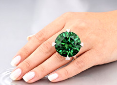 20 Ct Certified Deep Green Diamond Ring, Great Sparkle, FREE Studs