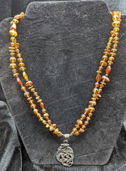 2 Amber Necklaces 20 in Double Strand w Pendant 17″ Knotted Chip 26.1.19-25