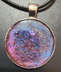 Handcrafted Acrylic Paint & Resin Pendant Faux Leather Adjustable Lobster Clasp