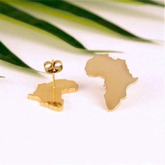 Chic Stainless Steel African Map Studs Earrings Hypoallergenic Gold Silver Tr…