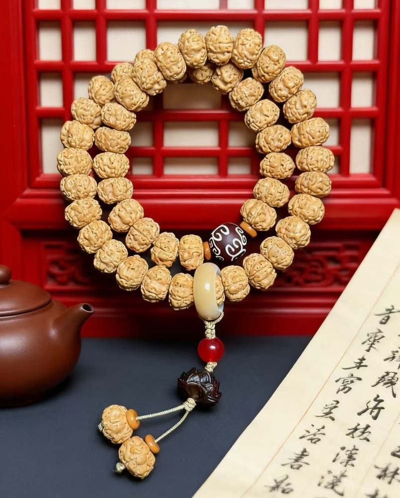 11mm Natural Small Golden Bodhi Seed Meditation Bracelet Buddhist Prayer Beads