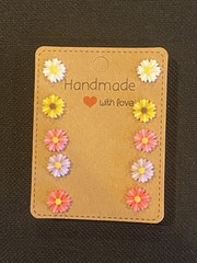Handmade Flower Earrings Stud Hypoallergenic Daisy Sunflower Ray Flowers 5pc Set