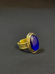 Ancient Egyptian Art blue mirror Ring Gold Plated Blue Lapis Handmade Stackable